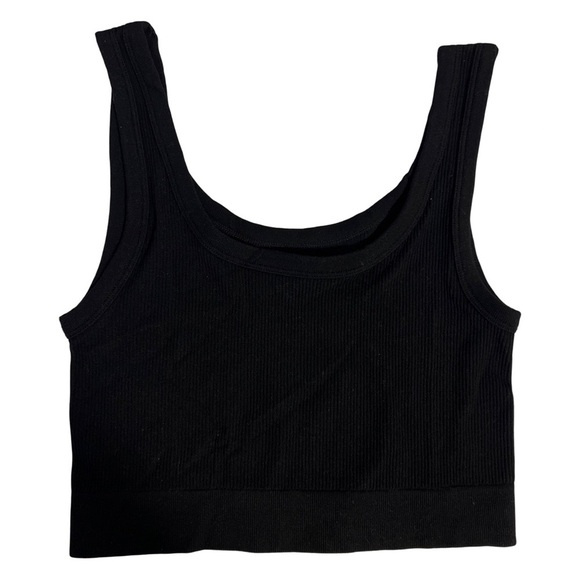 AMBIANCE • Women’s Black Ribbed Cropped Scoop Neck Tank Top - Picture 3 of 8